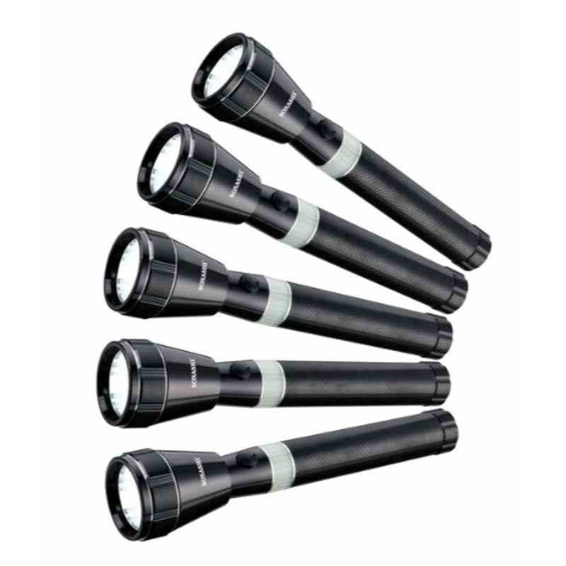 Sonashi 3W Black Rechargeable LED Flashlight, SLT-3511 (Pack of 5)