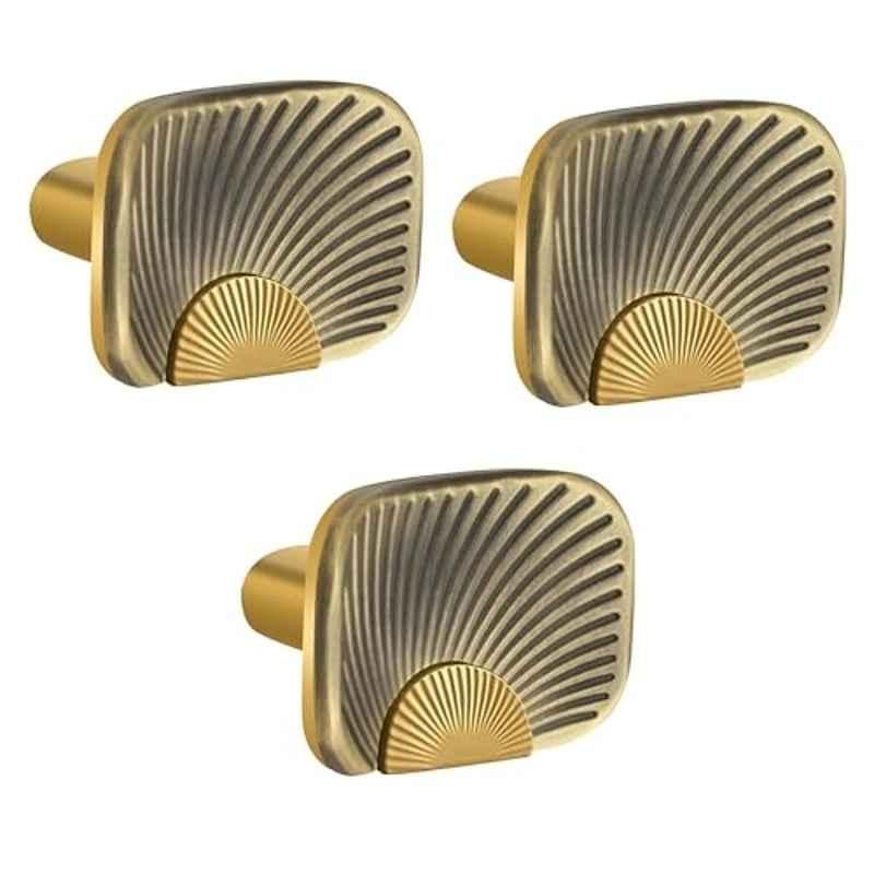 Plantex Knobs for Drawers/Drawer Knobs/Rectangle Knob for Cabinets/Pull-Push Knob for Kitchen/Bedroom/Drawer (Pack of 3) Antique Brass & Gold