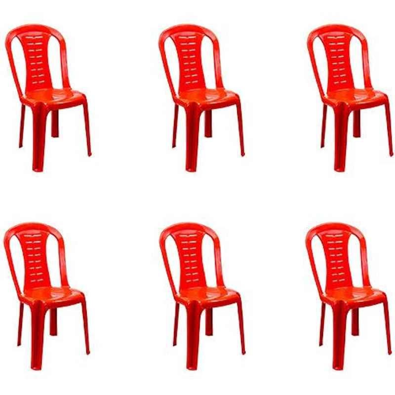 Italica Polypropylene Red Luxury Arm Chair, 9312-6 (Pack of 6)