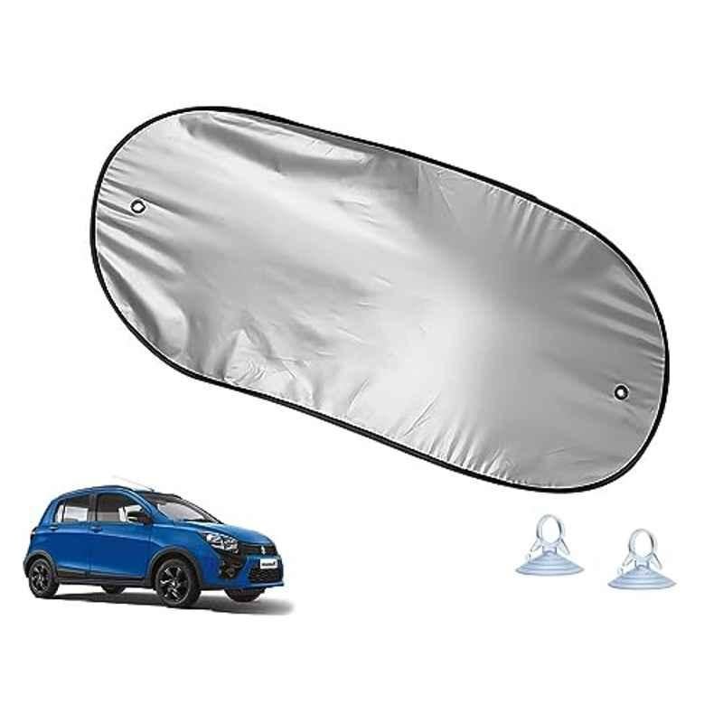 Auto Pearl Polyester Black & Silver Rear Window Sun Shade Curtain with Storage Pouch for Maruti Suzuki CelerioX 2017