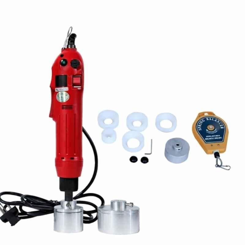 Universal Seal 350W 10-50mm Mild Steel Red Semi-Automatic Electric Bottle Capping Machine, UPC 1221
