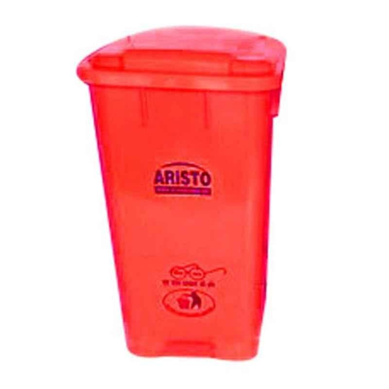 Aristo 65L 456x405x720mm HDPE Red Center Foot Pedal Dustbin with 2 Wheels (Pack of 2)