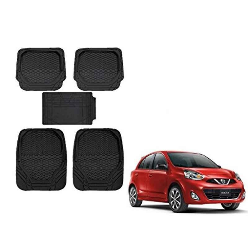 Kozdiko 8855TW 5 Pcs Rubber Black Rubber Car Mat Set for Nissan Micra Active