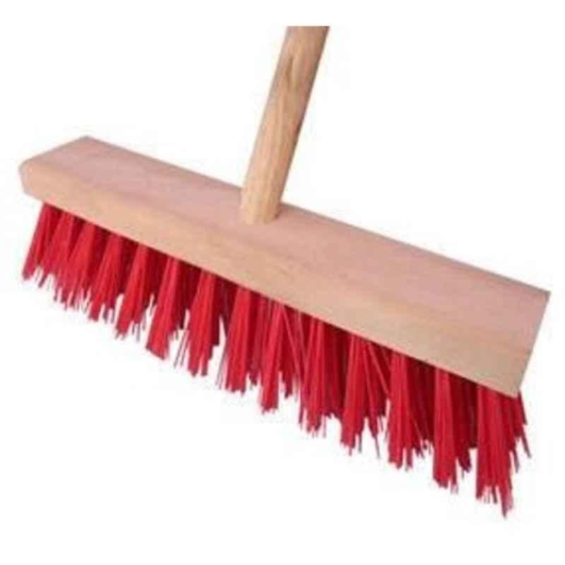 Floor Master 18 inch 6 Row Hard Broom with Handle, 17333431
