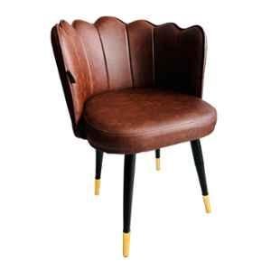 P P Chair Leatherette Brown Comfortable Dining Chair with Back Rest