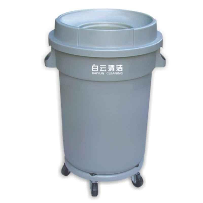 Baiyun 55.5x52x81.5cm 80L Gray Circular Garbage Can, AF07505