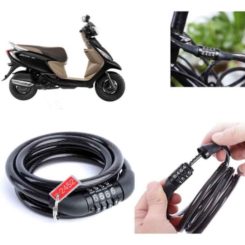 Auto Pearl PVC & Plastic Black Combination Cable Lock for Scooty Zest 110