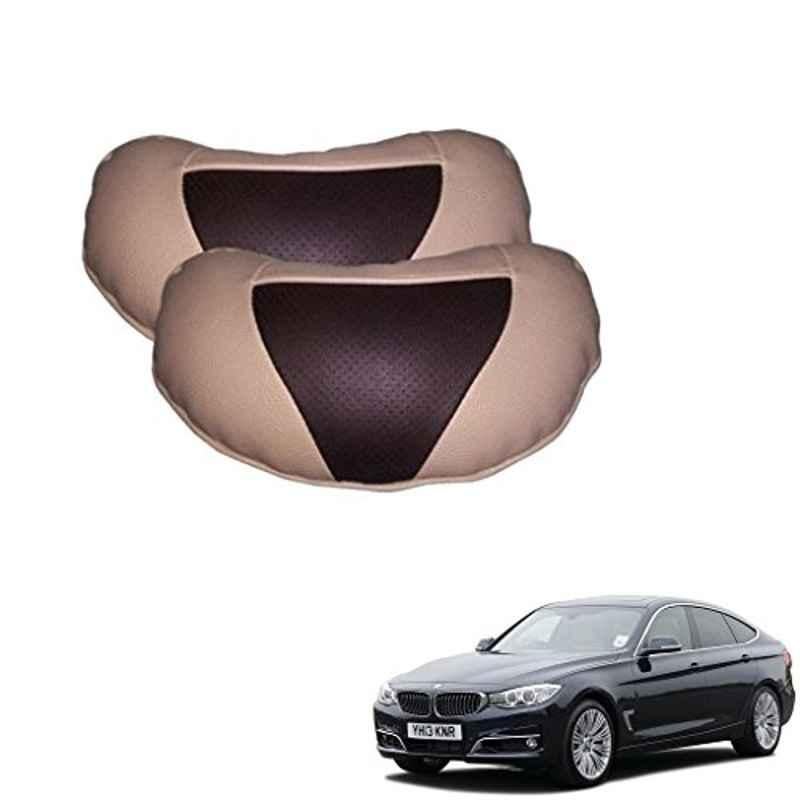 Kozdiko 2 Pcs Brown & Beige Neck Rest Set for BMW NA, koz_31127