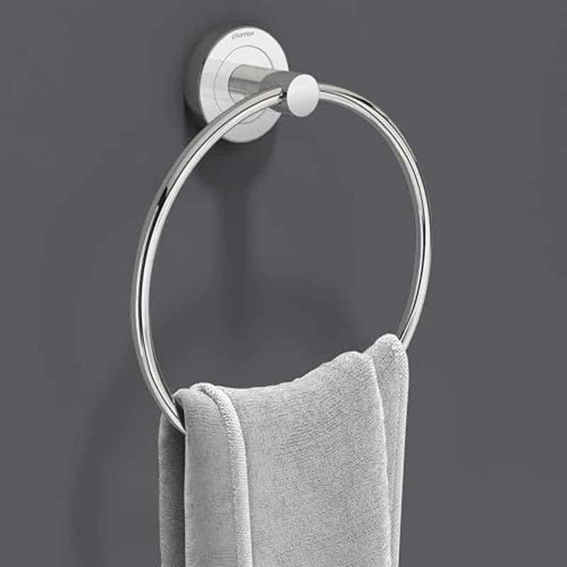 Plantex Compact Stainless Steel Nickel Chrome Mirror Finish Towel Ring Holder for Bathroom