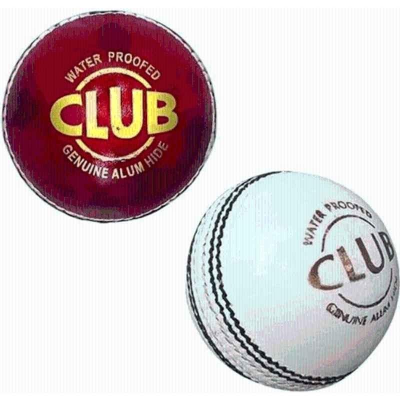 Prisamx RED & WHITE CRICKET BALL CLUB LEATHER BALL Cricket Leather Ball (Standard) (Pack of 2) Red, White)