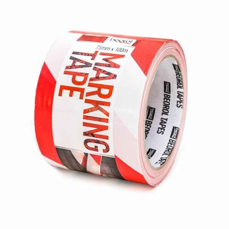 Beorol Marking Tape, TZOCB, Acrylic Adhesive, 75 mm, White and Red