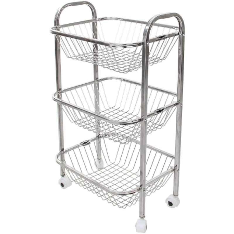 Syno Silver 30.48x38.1x66.04cm 3 Tier Stainless Steel Fruit Basket, SPH