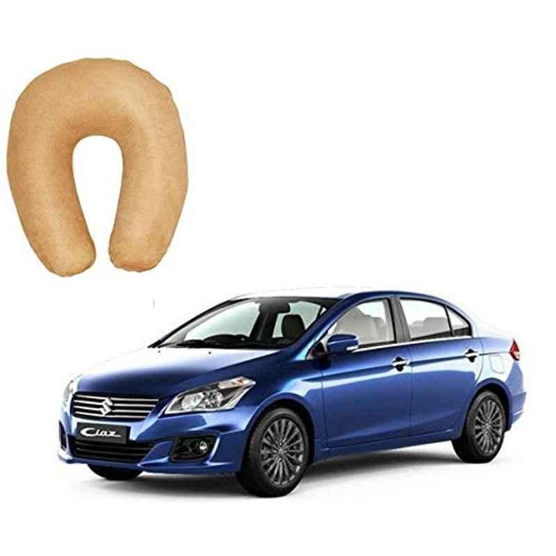 Kozdiko Velvet Beige U-Shape Travel Neck Rest Cushion Pillow for Maruti Suzuki Ciaz Facelift 2018-Present, Koz-50353