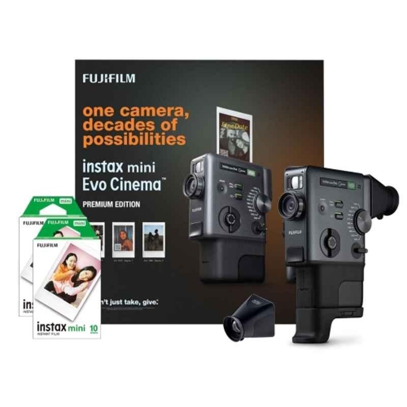 Fujifilm Instax mini Evo Cinema 28mm Premium Edition Black Instant Photo Camera with 20 Sheets