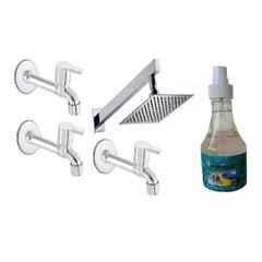Fastgear 5 Pcs Marc Stainless Steel Silver Chrome Finish Faucet Set with Shower, FG1098