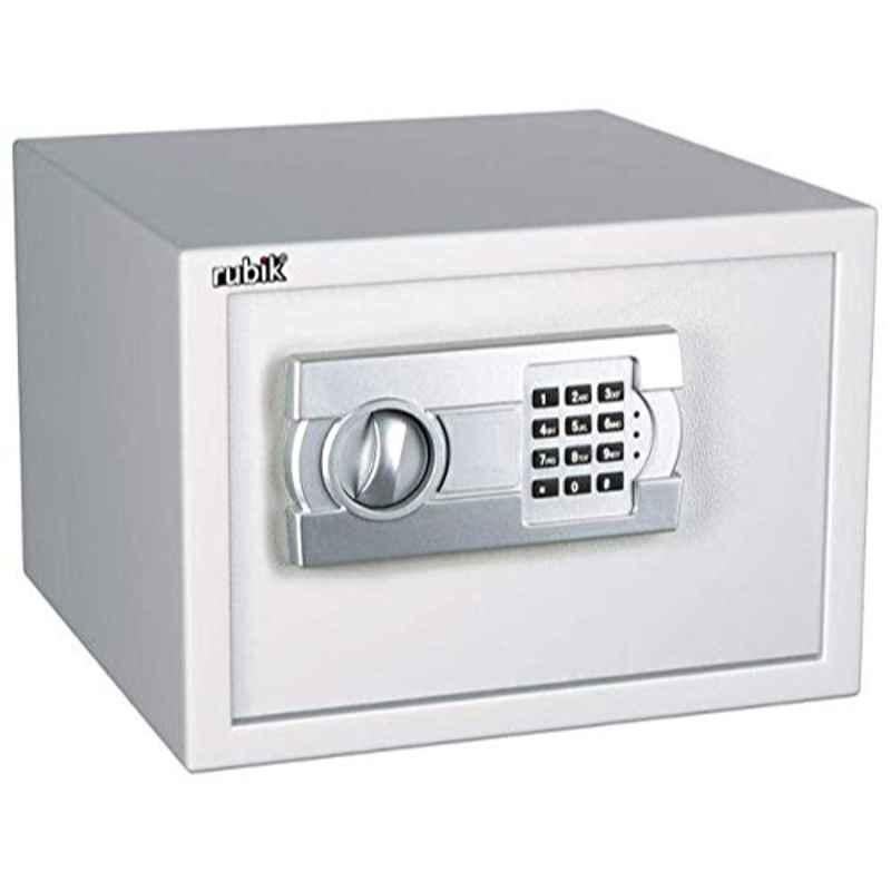 Rubik RB25-WHT Alloy Steel White Document Safe Locker with Key & Keyless Entry, 25x35x25cm