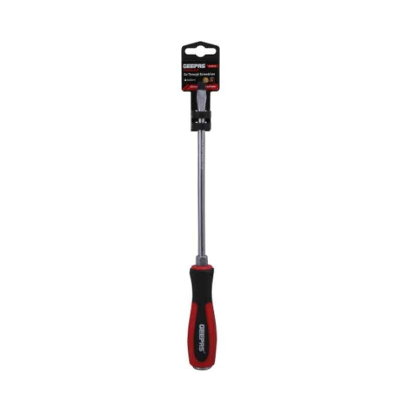 Geepas 200mm Chromium Vanadium Steel Red & Black Slotted Screwdriver, GT59219