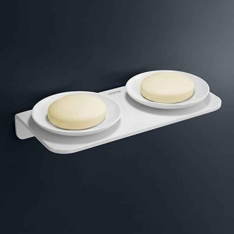 Plantex Acrylic White Dual Soap Holder for Bathroom, VIW-122