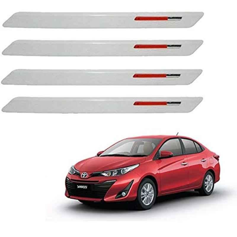 Kozdiko 4 Pcs White & Red Designer Car Bumper Protector Set for Toyota Yaris