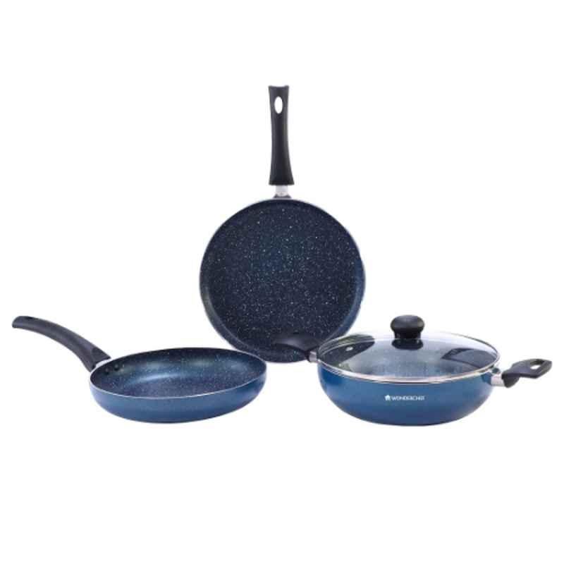 Wonderchef 4 Pcs Midnight Blue Aluminium Sigma Non Stick Induction Bottom Cookware Set, 63153765