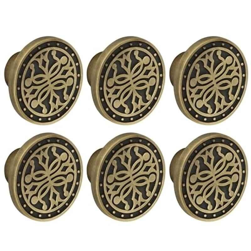Plantex Knobs for Drawer/Round Drawer Knobs/Knobs for Cabinets/Pull-Push Knobs for Kitchen/Bedroom Drawer (Pack of 6) DTK-301, Antique Brass