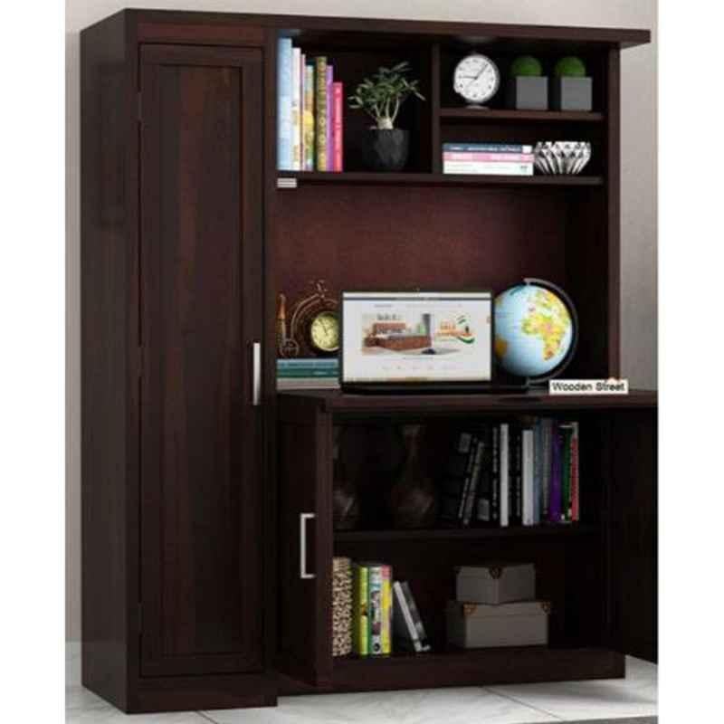 Salawas Arts 122x46x153cm Brown Sheesham Wood Walnut Finish Study Table cum Bookshelf