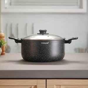 Cookaid Neo Glide 3.9 Litre 22cm Aluminium Black Non Stick PTFE Coated Casserole with Glass Lid, CKD-NS-CS22-19