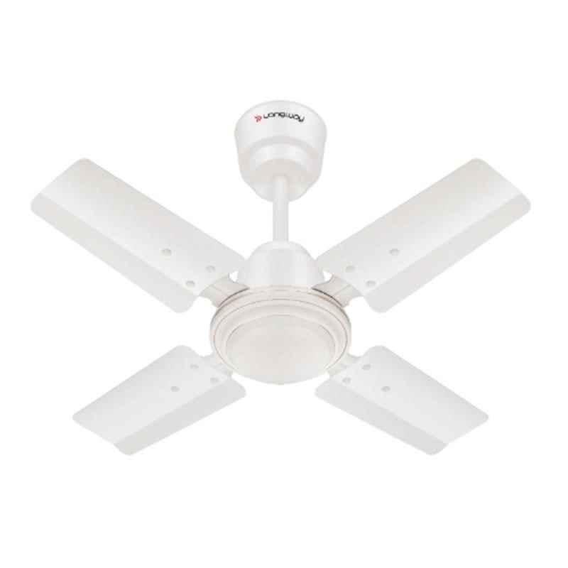 Longway Amaze P1 50W 800rpm White Ultra High Speed 4 Blade Anti-Dust Decorative Ceiling Fan with 2 Years Warranty, Sweep: 600 mm