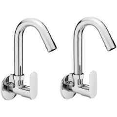 Senkiddpro Onyx Brass Chrome Finish Wall Mounted 360 deg Moving Sink Taps (Pack of 2)