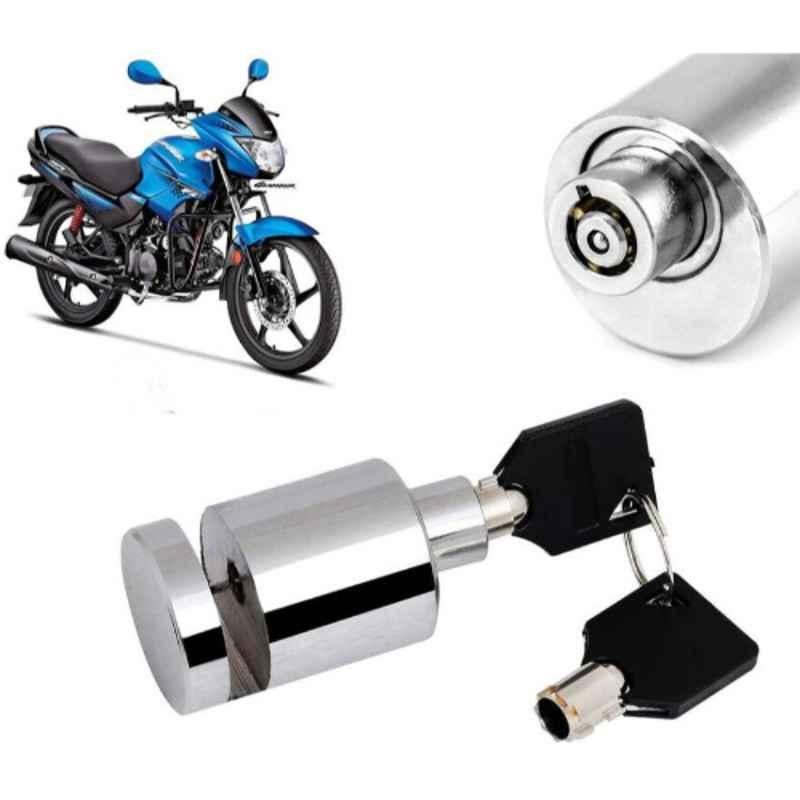 Auto Pearl Stainless Steel Silver Heavy Duty Anti Theft Motorcycle Disc Brake Lock, Lock-152