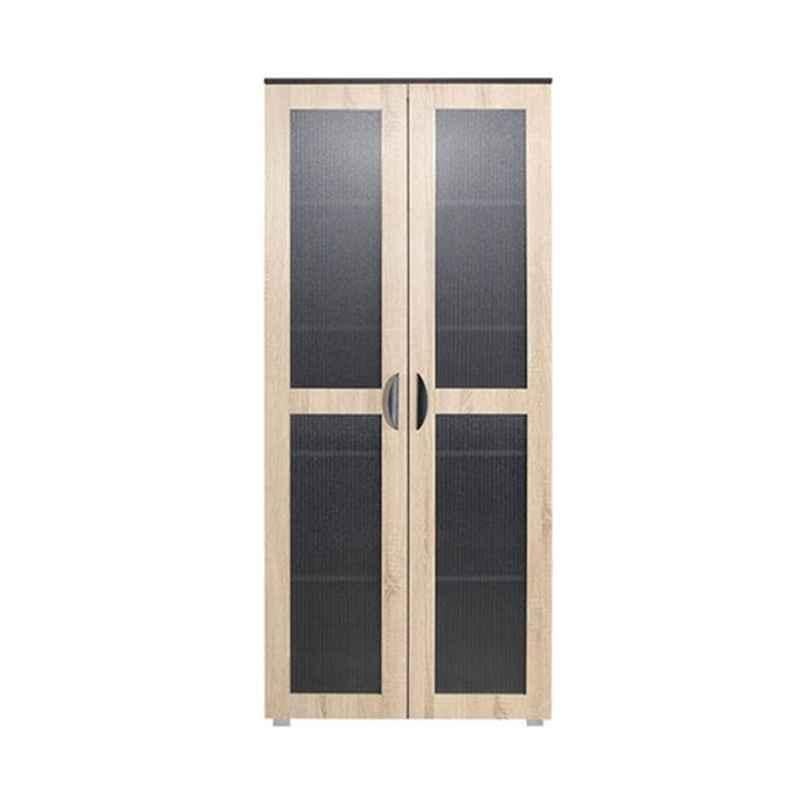 Homebox 80.0x39.5x185.0cm Wood Beige & Black Fony 2 Door Tall Multi-Purpose Cabinet, KC0838-01-PU-D13