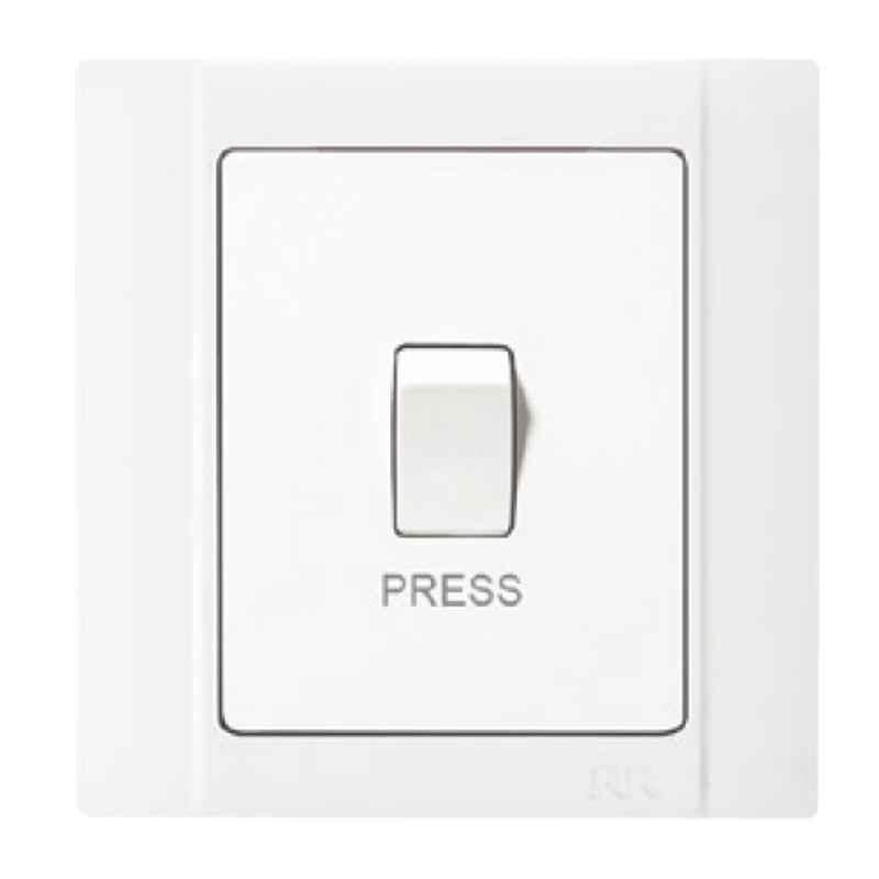 RR Vivan Nano White 10A 1G Bell Switch with Press Symbol, VN6604