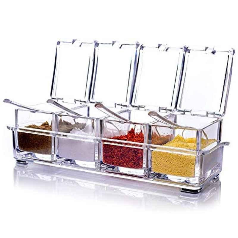 Rubik Plastic Transparent 4 in 1 Spice Jars Set