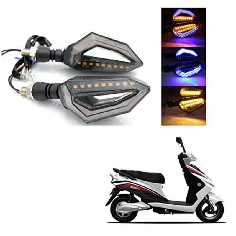 Kozdiko 4 Pcs Bike D Shaped 9 LED Front & Rear Side Turn Signal Indicator Light Set for Okinawa Ridge