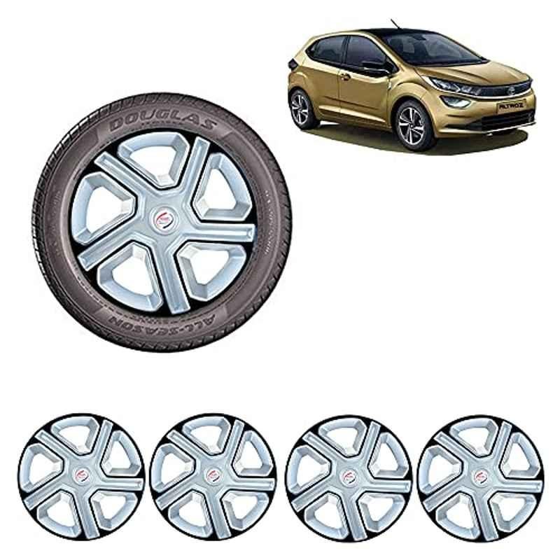 Auto Pearl 4 Pcs 14 inch ABS Silver & Black Car Wheel Cover Set for TATA Altroz
