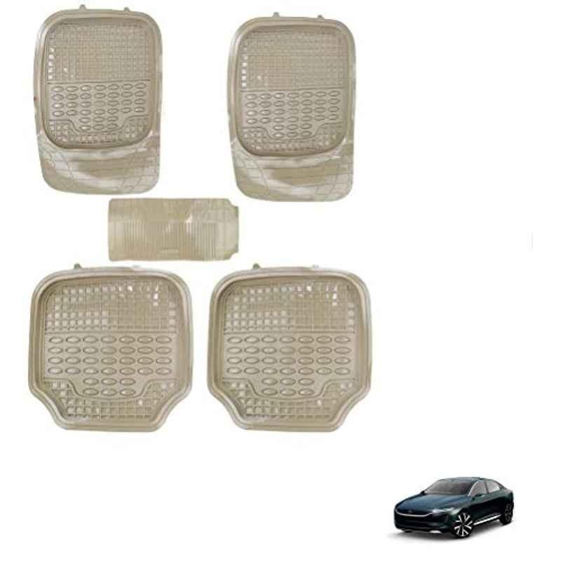 Kozdiko 5 Pcs 4G Beige Rubber & PVC Heavy Car Foot Mat Set for Tata Evision, koz_81106