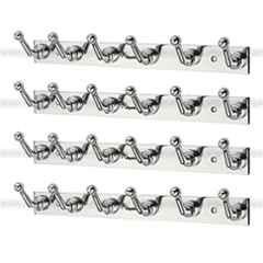 Aligarian 6 Leg Stainless Steel Silver Polished Finish Wall Mounted Rocksy Cloth Hook Hanger (Pack of 4)