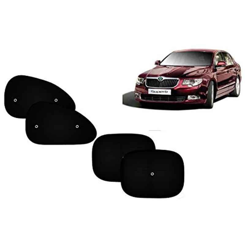 Auto Pearl 4 Pcs PVC & Mesh Black Window Side Sun Shade Set for Skoda Superb, Curtain_Chipkoo_4_Superb