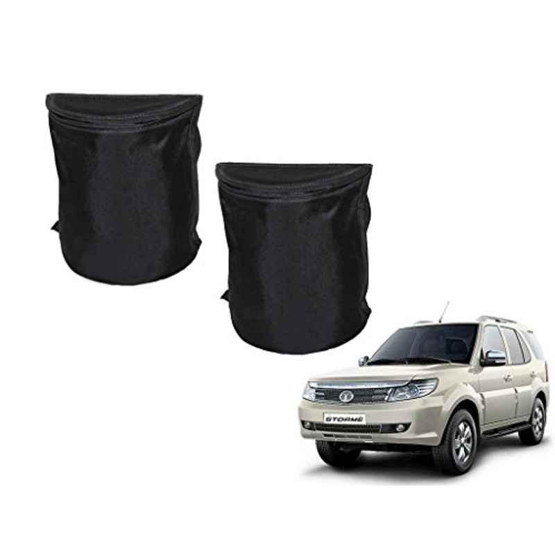 Kozdiko 2 Pcs Black Semi Cylindrical Car Dustbin Set for Tata Safari Storme