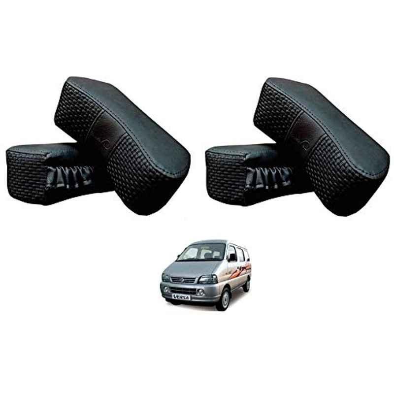 Kozdiko 4 Pcs CV Designer Black Leatherite Neck Rest Car Cushion Pillow Set for Maruti Suzuki Versa