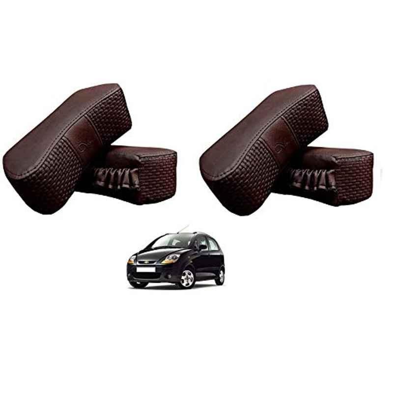 Kozdiko 4 Pcs CV Designer Cola Leatherite Neck Rest Car Cushion Pillow Set for Chevrolet Spark