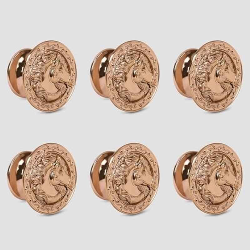 Plantex Horse Face Knobs for Drawer/Kitchen Cabinet Knobs/Pulls Handles for Wardrobe Kitchen (Pack of 6) Rose Gold