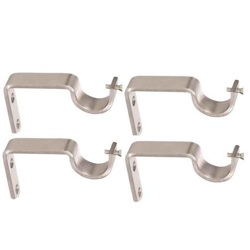 Nixnine 3x1.2cm Stainless Steel Fancy Silver Curtain Rod Support, SS_A-926_4PS (Pack of 4)
