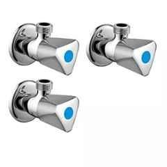 Fastgear Triangle Stainless Steel & Brass Silver Chrome Finish Angle Valve, FG3396 (Pack of 3)