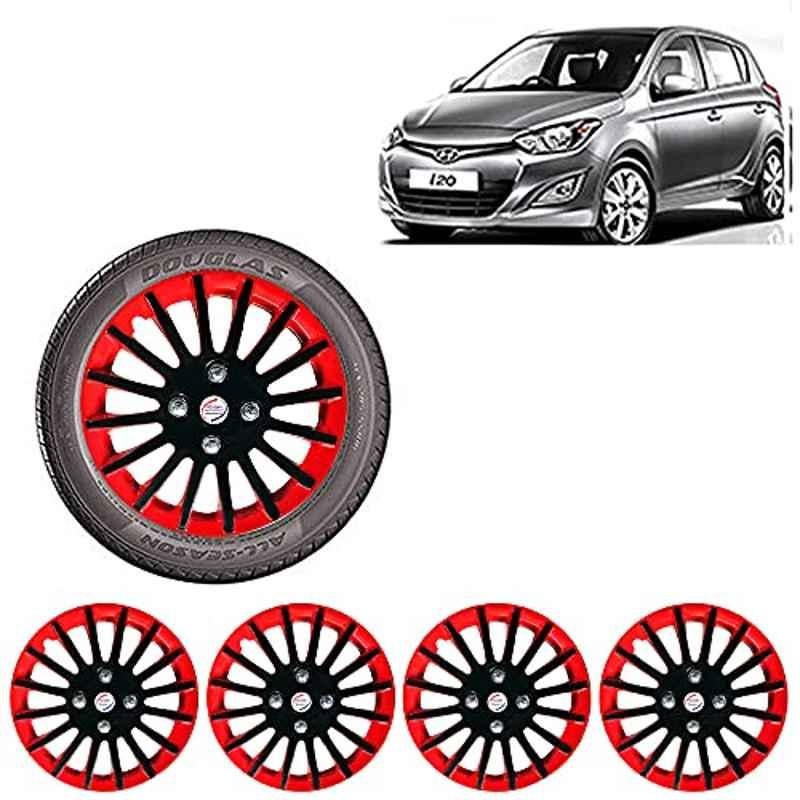 Auto Pearl 4 Pcs 14 inch ABS Red & Black Car Wheel Cover Set for Hyundai i20 Type2