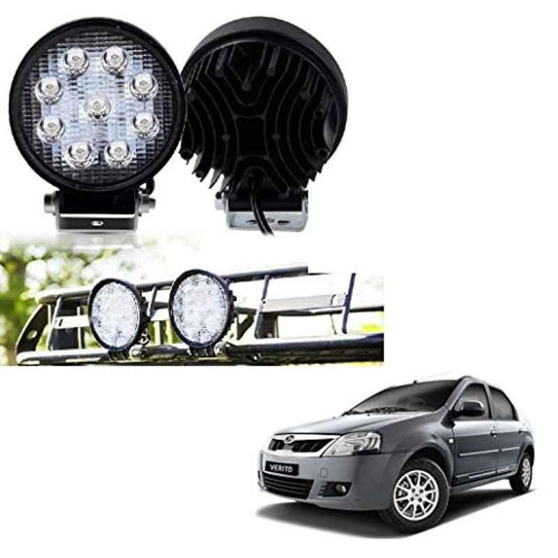 Kozdiko 2 Pcs 27W 4 inch 9 LED Waterproof Round White Fog Light Set with Mounting Brackets for Mahindra Verito, kozd_19876