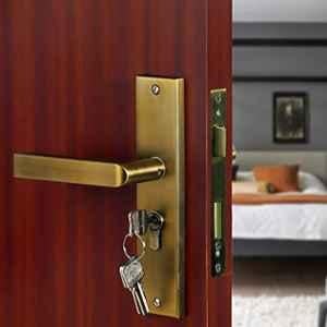 Voltizi 8 inch Stainless Steel Matt Antique Brass Finish Cylindrical Plate Mortise Door Lock Handle Set with One Side Key, MG201