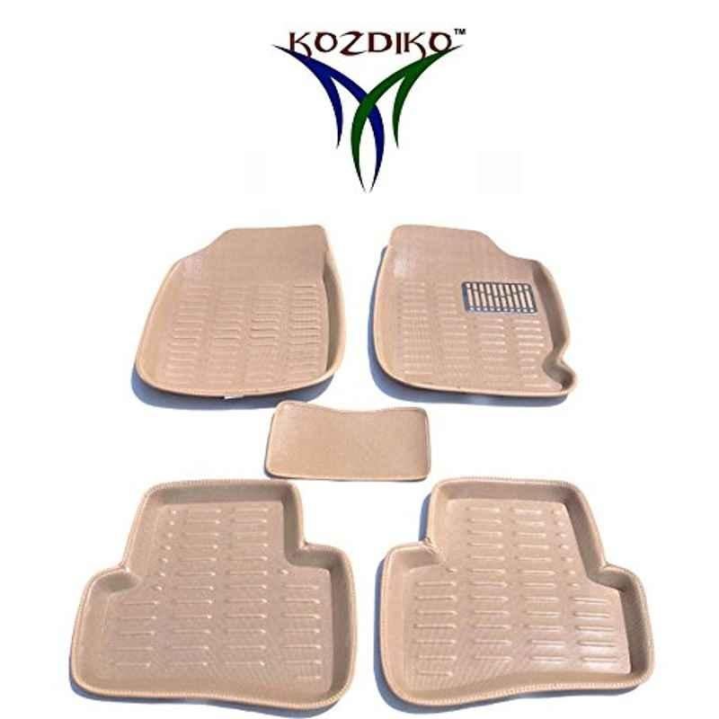 Kozdiko 5 Pcs 3D Beige Car Foot Mat Set for Maruti Suzuki WagonR Stingray , koz_9009