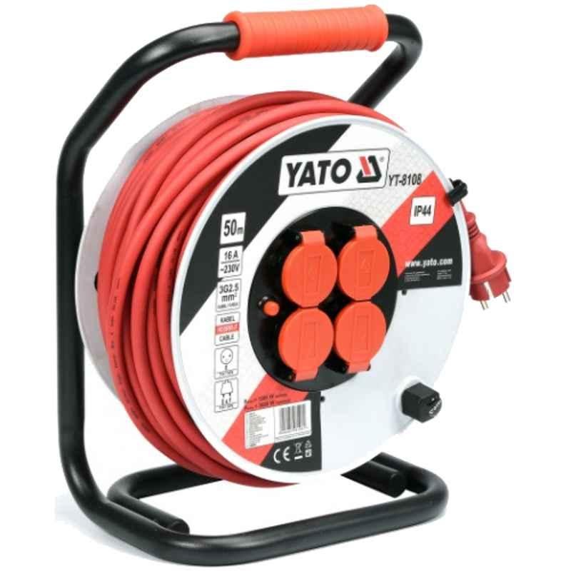 Yato 50m 2.5 Sqmm 3 Core RR-F Copper Cable Reel, YT-8108