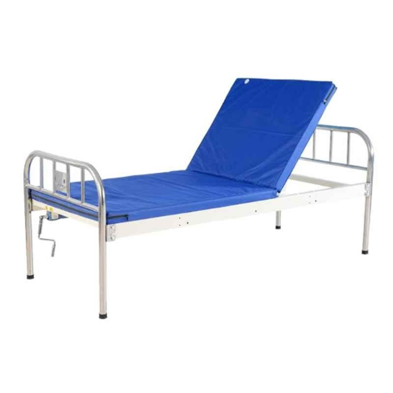 Purvanchal Steel 150kg White Stainless Steel Semi Fowler Hospital Bed with Mattress, PS03